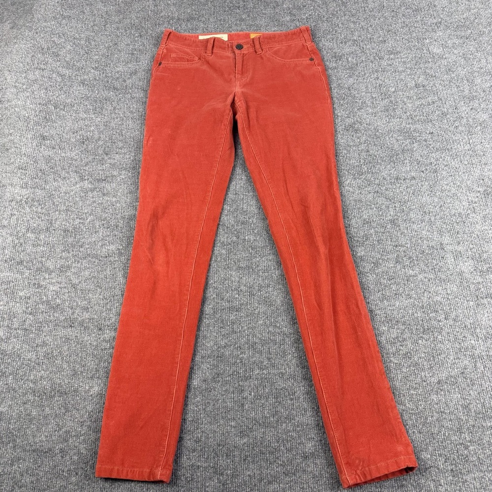 Pilcro And The Letterpress Pants Womens 26 Orange Corduroy Skinny Serif Jegging